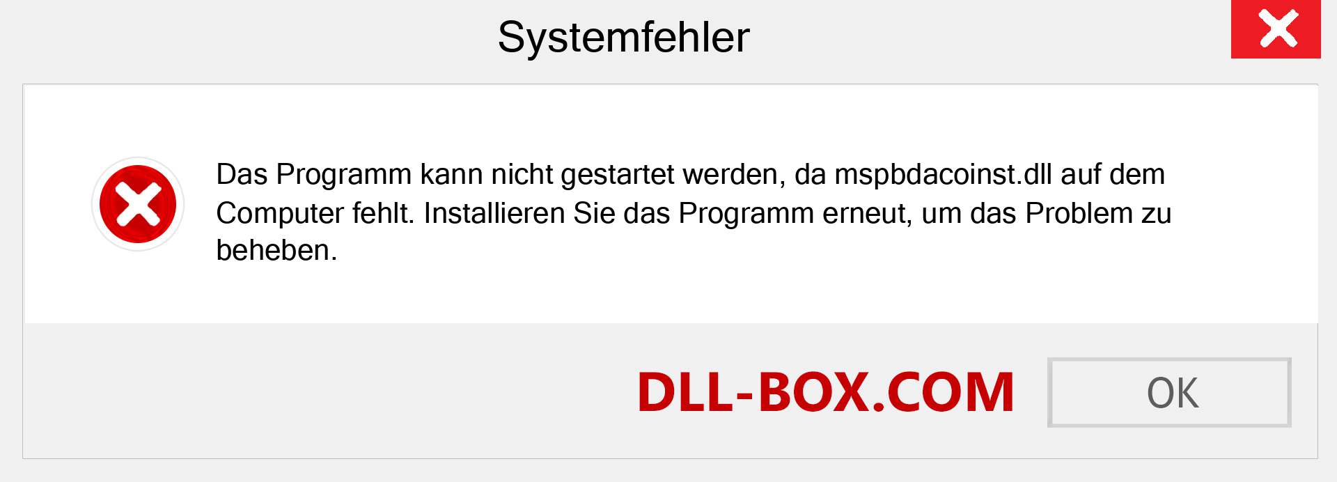 mspbdacoinst.dll-Datei fehlt?. Download für Windows 7, 8, 10 - Fix mspbdacoinst dll Missing Error unter Windows, Fotos, Bildern